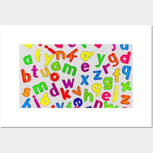 Jumbled Multi Coloured Letters Glow Posters and Art